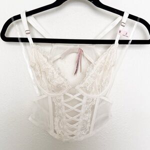 Victoria's Secret Dream Angels Sheer Mesh Lace Up Corset Top